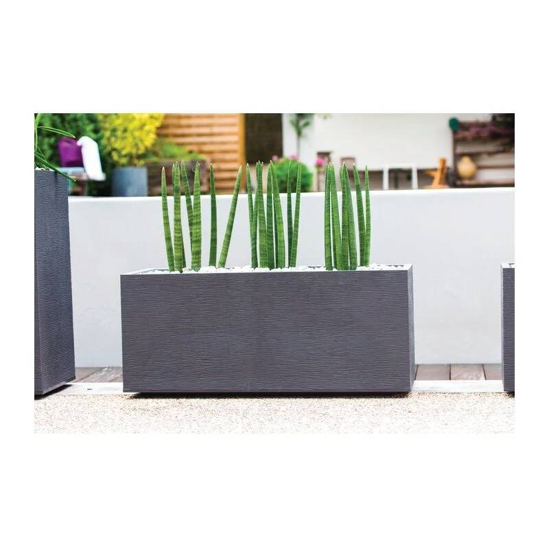 EDA Plastiques - Jardinière Graphit résine L99.5 H43 blanc - Image 9