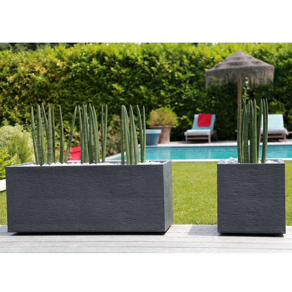 EDA Plastiques - Jardinière Graphit résine L99.5 H43 blanc - Image 2