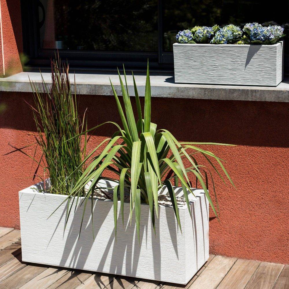 EDA Plastiques - Jardinière rectangulaire graphit blanc L99.5 x l39.5 x H43.5 cm - Image 2
