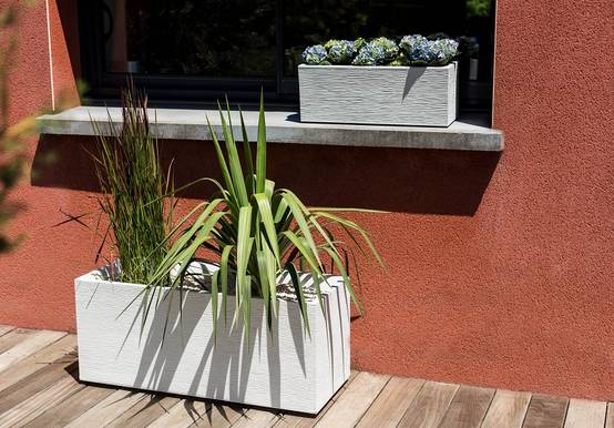 EDA Plastiques - Jardinière rectangulaire graphit blanc L99.5 x l39.5 x H43.5 cm - Image 4