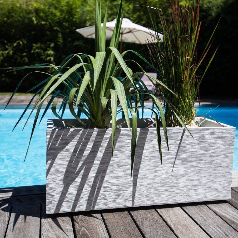 EDA Plastiques - Jardinière rectangulaire graphit blanc L99.5 x l39.5 x H43.5 cm - Image 5