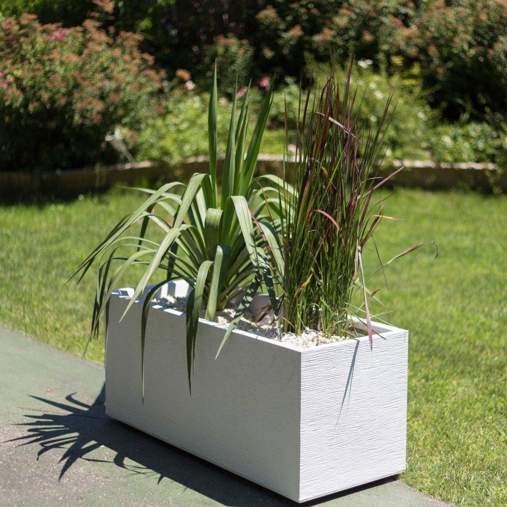 EDA Plastiques - Jardinière rectangulaire graphit blanc L99.5 x l39.5 x H43.5 cm