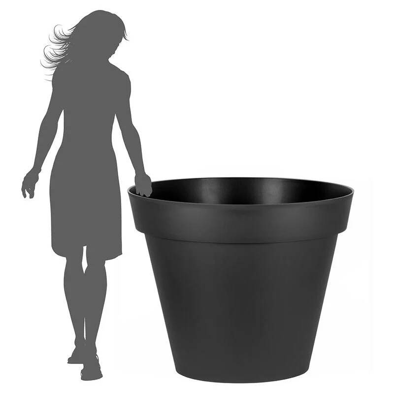 EDA Plastiques - Pot de Fleurs Rond Gris Anthracite - EDA - Image 3