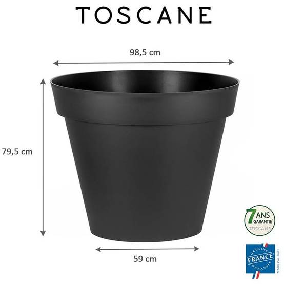 EDA Plastiques - Pot de Fleurs Rond Gris Anthracite - EDA - Image 4