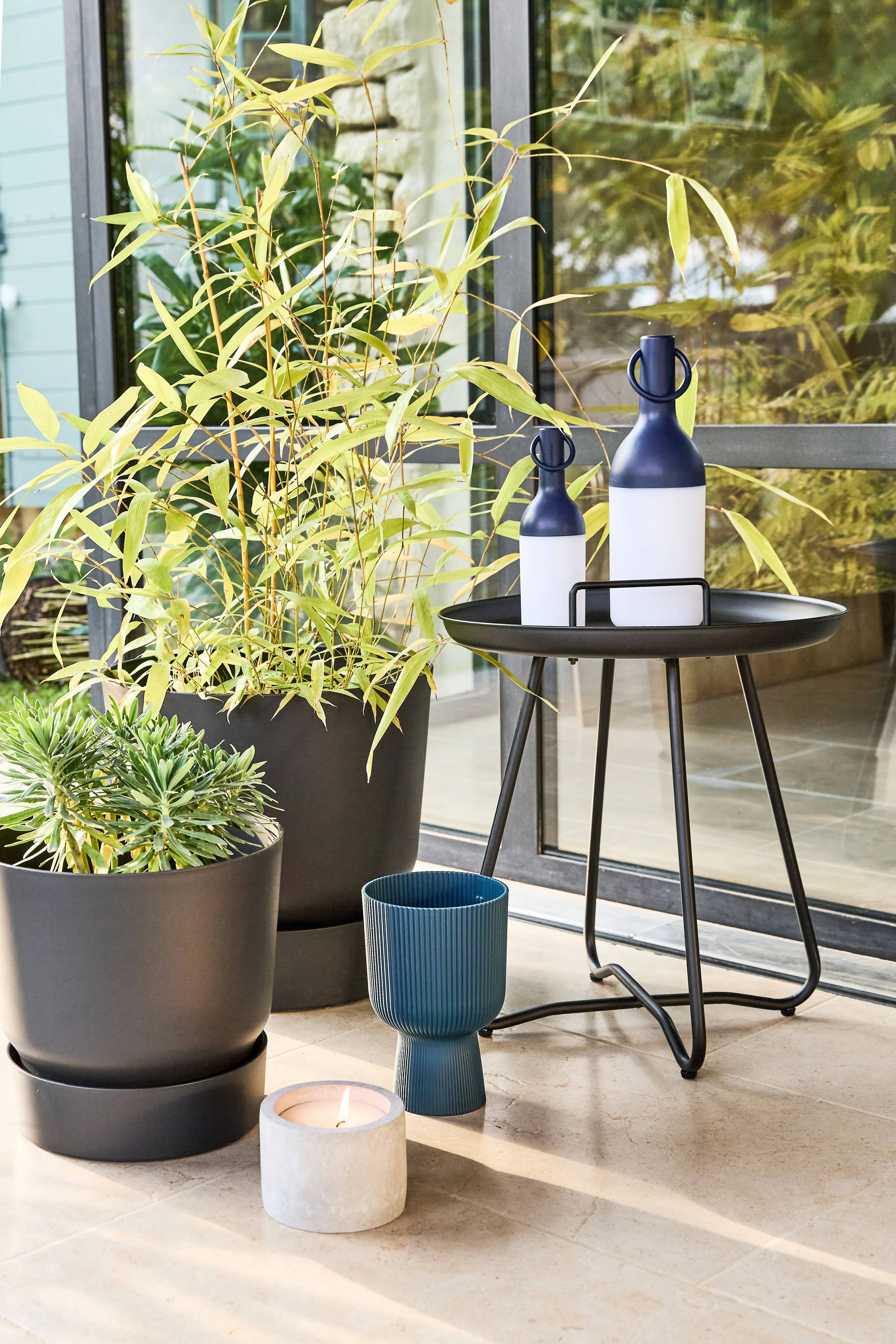 Elho - Pot de fleurs rond plastique recyclé living noir Ø. 30 x H.28 cm Greenville – ELHO - Image 2