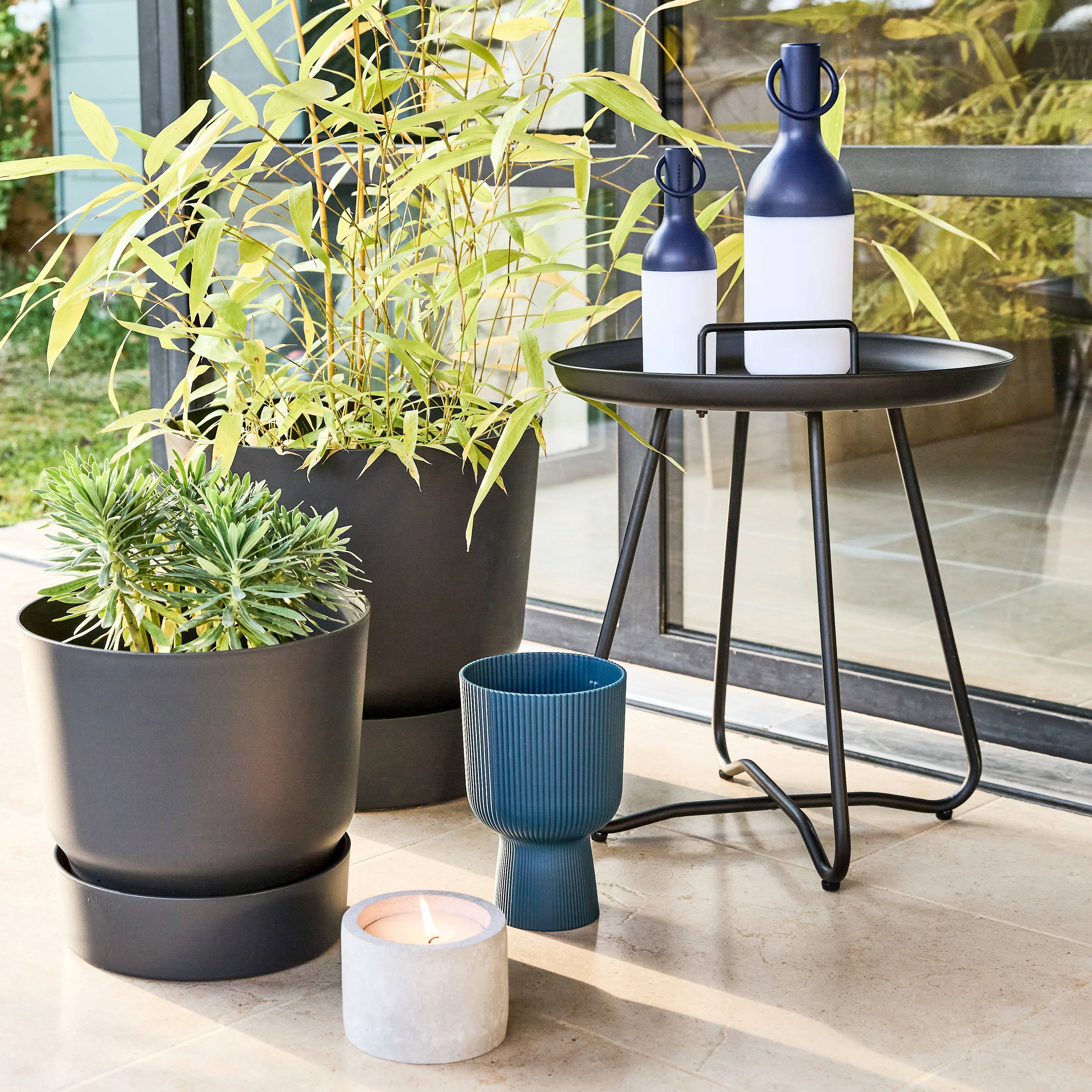 Elho - Pot de fleurs rond plastique recyclé living noir Ø. 30 x H.28 cm Greenville – ELHO - Image 4