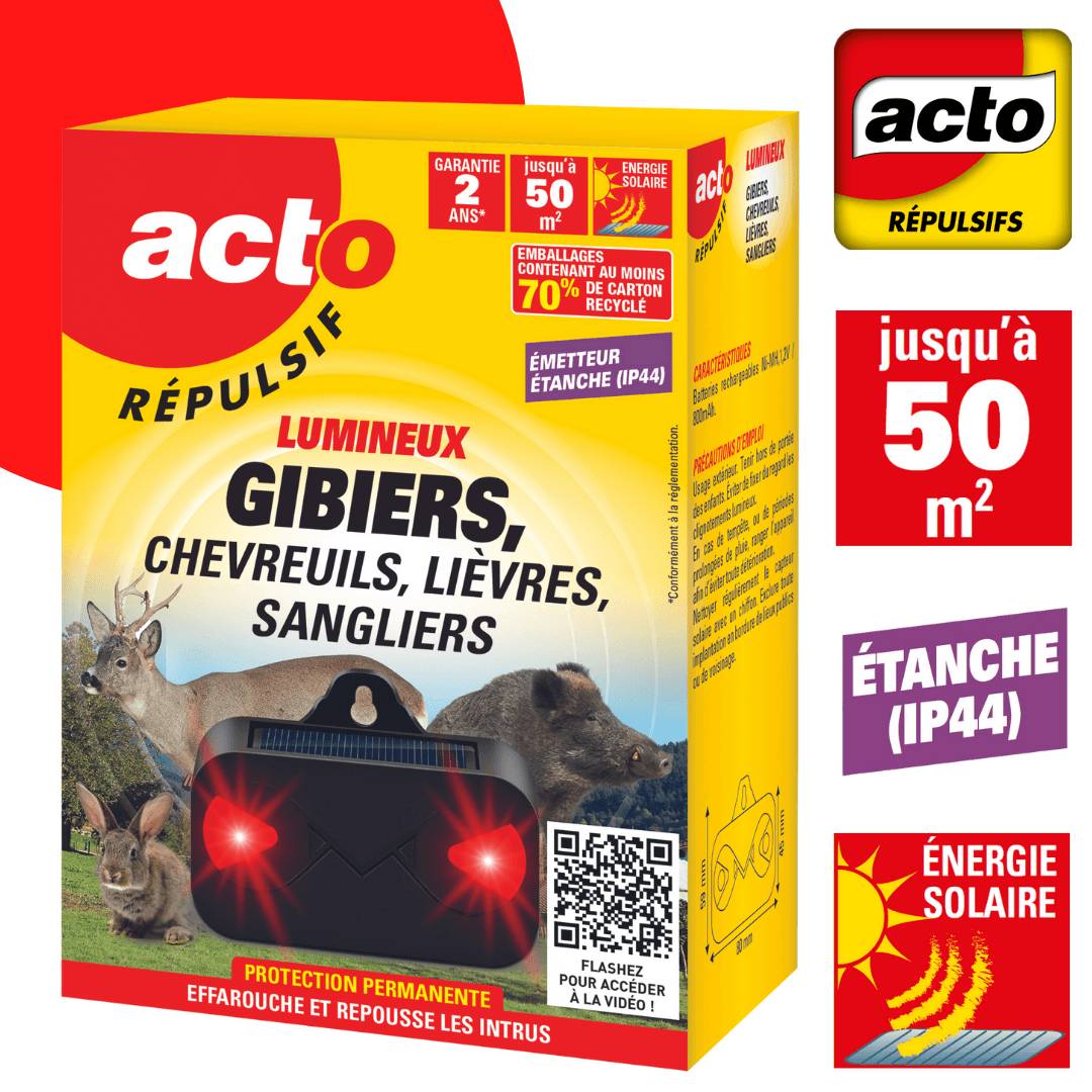 Répulsif lumineux gibiers lumière rouge 50 m² IP44 - RETRO - Image 1