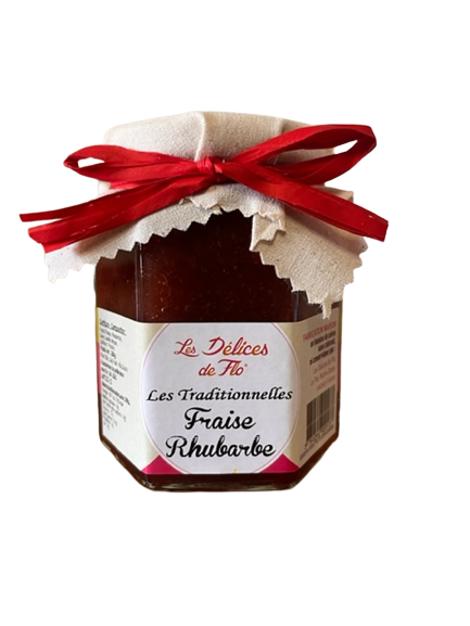 Les Delices de Flo - Confiture artisanale Fraise Rhubarbe 280 g - LES DÉLICES DE FLO