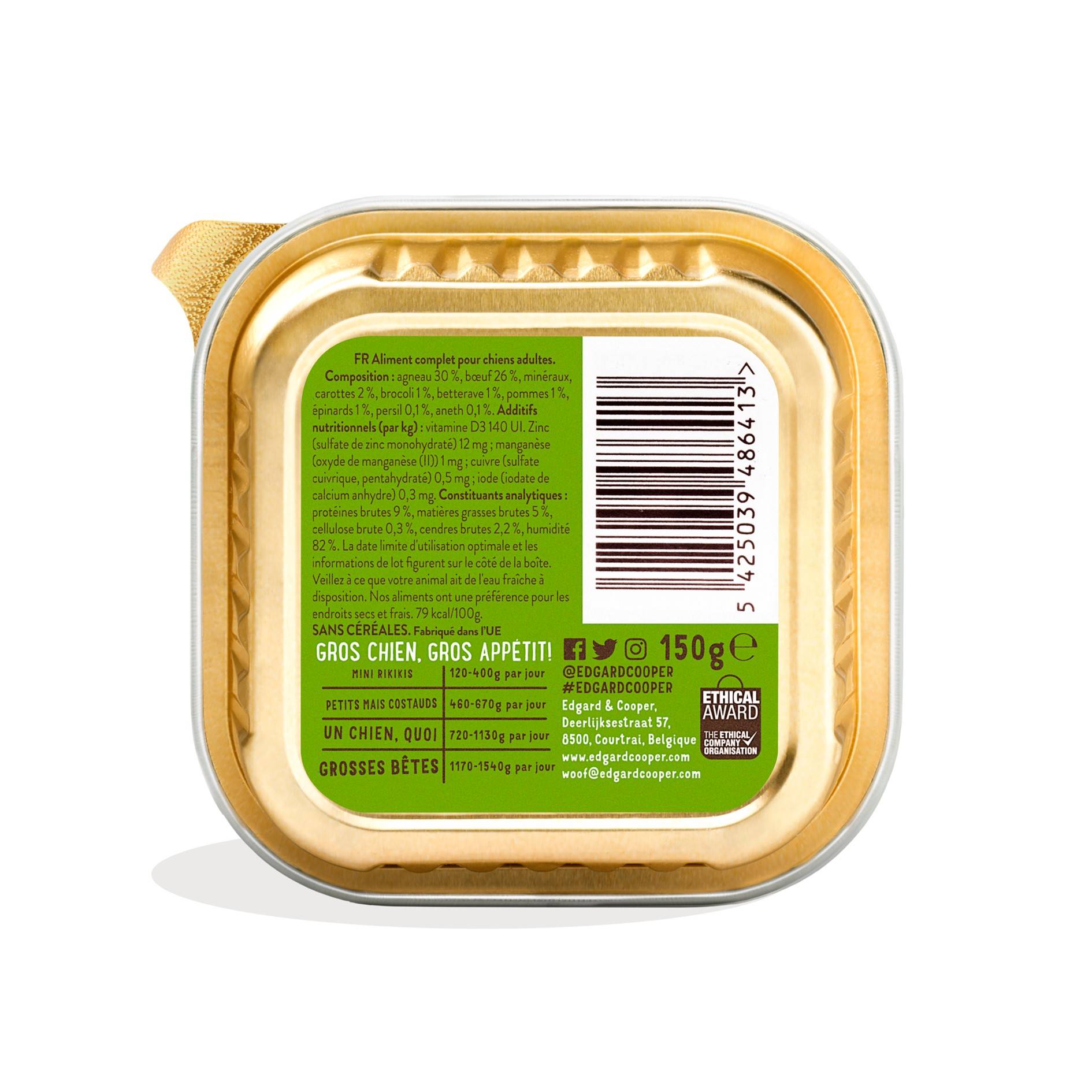 Edgard & Cooper - Pâtée chien adulte sans céréales agneau boeuf 150 g - Edgard & Cooper - Image 2