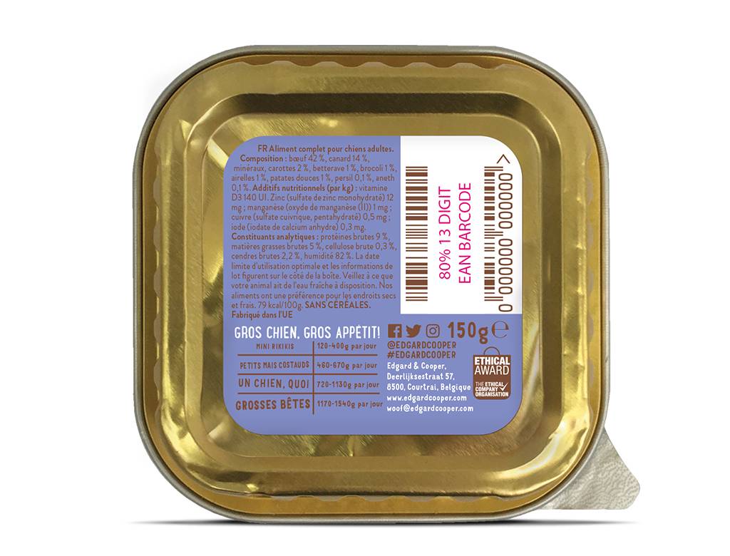 Edgard & Cooper - Pâtée chien adulte sans céréales boeuf canard 150 g - Edgard & Cooper - Image 3