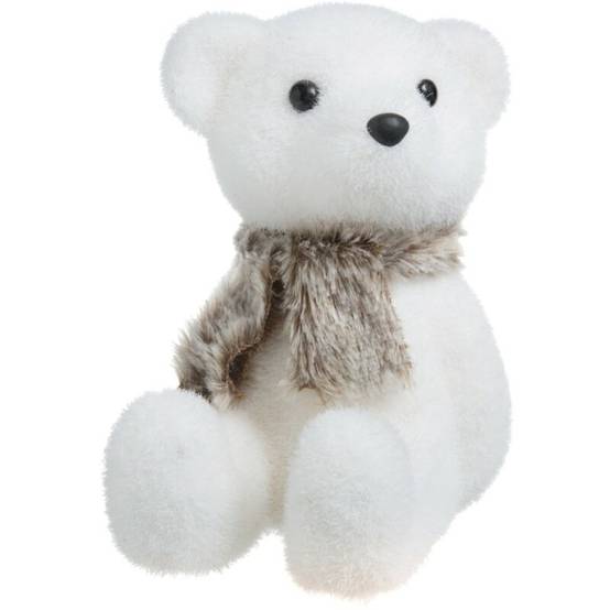 Ours blanc assis avec écharpe FEERIC CHRISTMAS