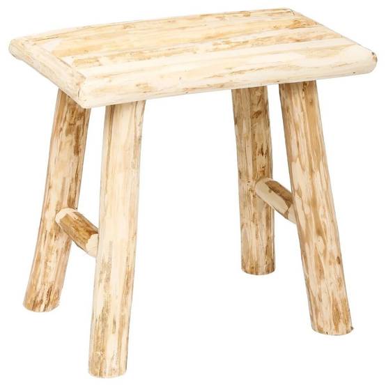 Tabouret en bois de peuplier naturel L 34,5 x P 23 x H 31 cm - ATMOSPHERA - Image 1