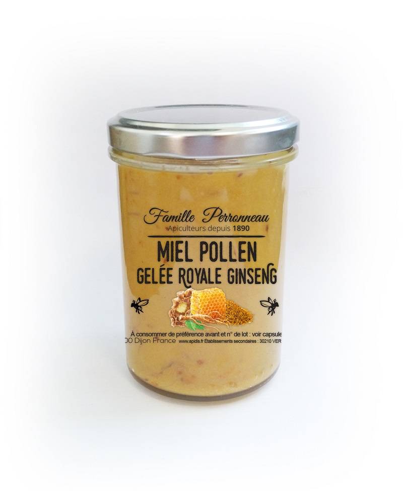 Famille Perronneau - Miel crémeux avec pollen / gelée royale et ginseng - 250 g