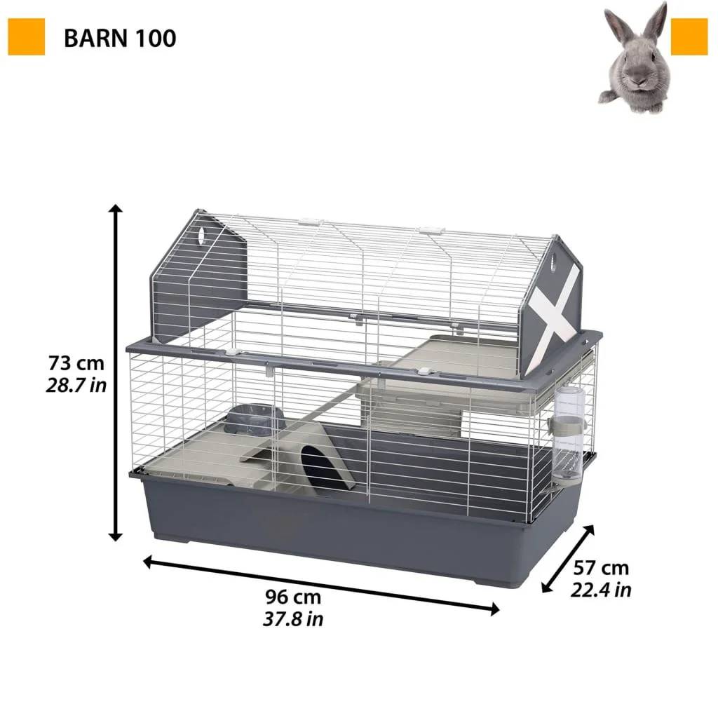 Clapier Barn 100 acier et plastique gris 96x57x73 cm – FERPLAST - Image 3