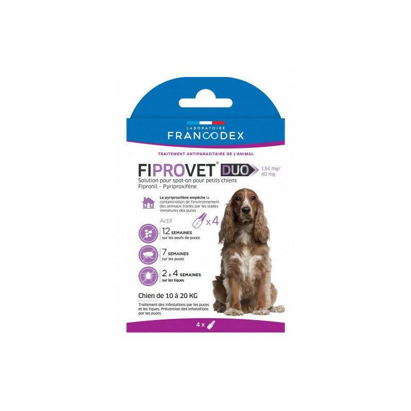 FIPROVET DUO 134 mg/40 mg - Solution pour spot-on chien x4 - Image 3