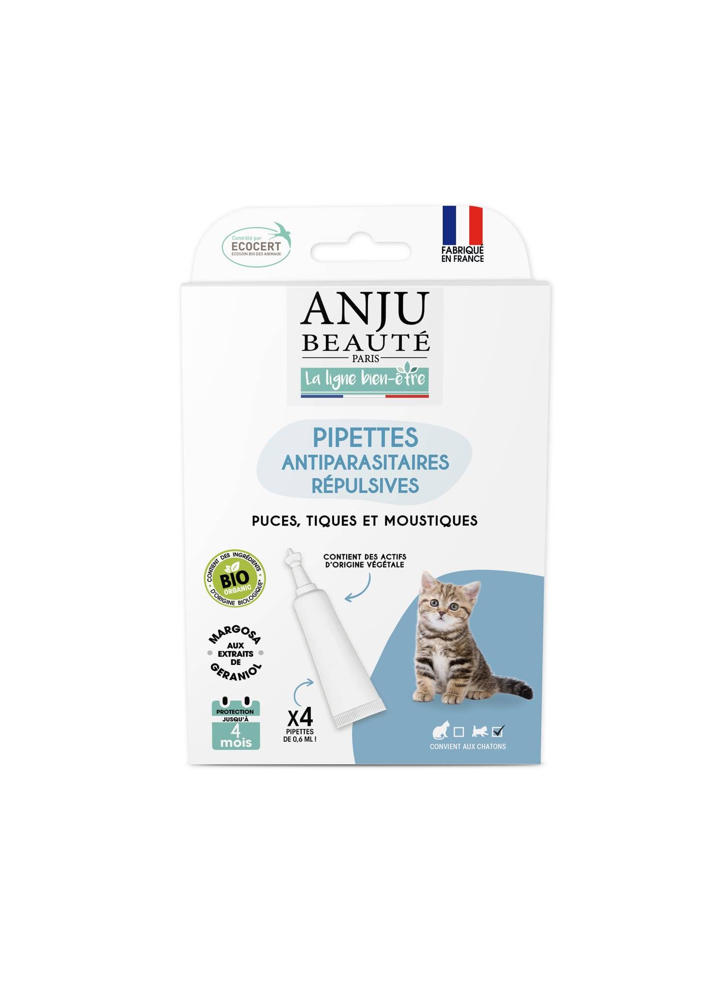 Anju Beaute - Pipette Insectifuge Chaton Ecosoin Bio x 4 - Image 1