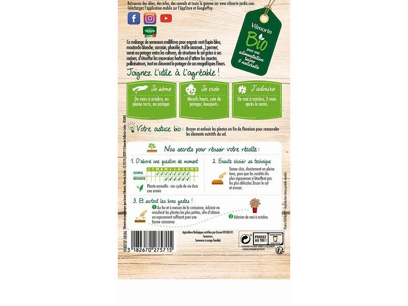 Vilmorin - Fleurs en mélange bio pour engrais vert série 3 sachet graines 4 g - Vilmorin - Image 8