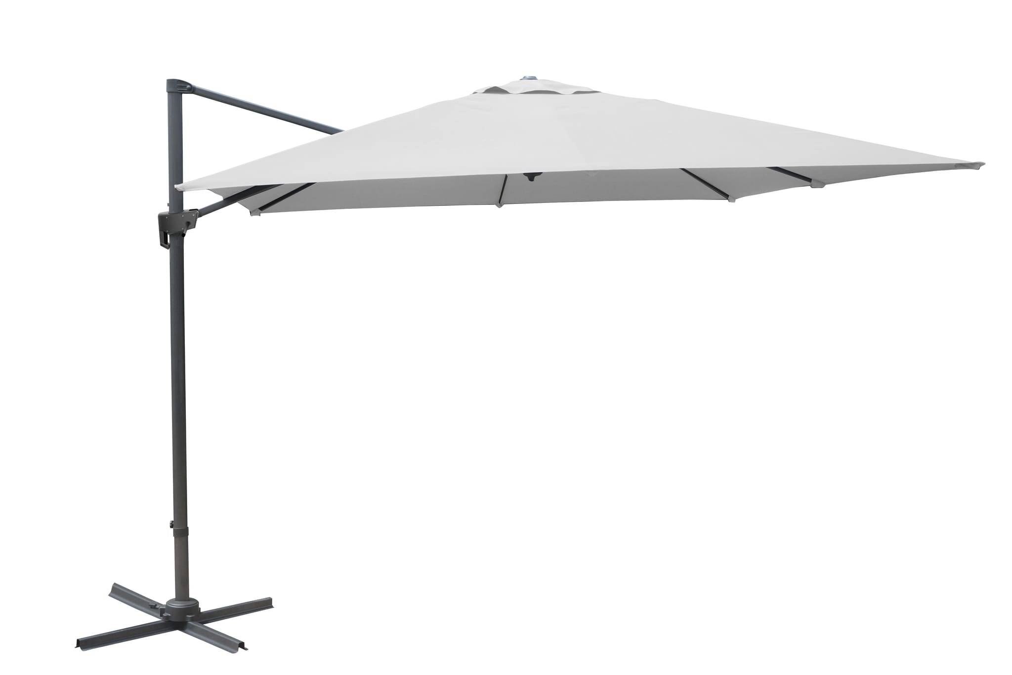 Pro Loisirs - Parasol Blanc à mât déporté inclinable et pivotant 3 x 3 m