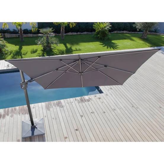 Pro Loisirs - Parasol déporté - 3 m - Aluminium - Taupe - Image 6