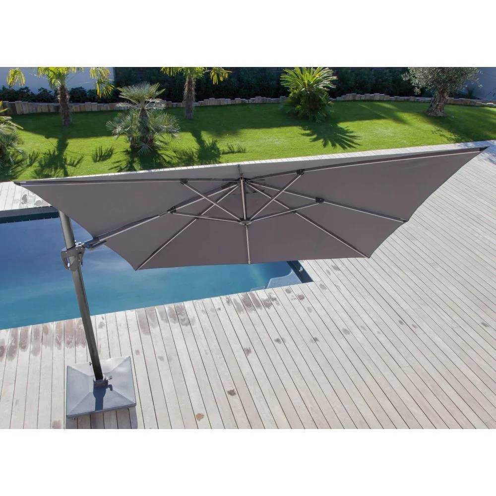 Pro Loisirs - Parasol déporté - 3 m - Aluminium - Taupe - Image 6
