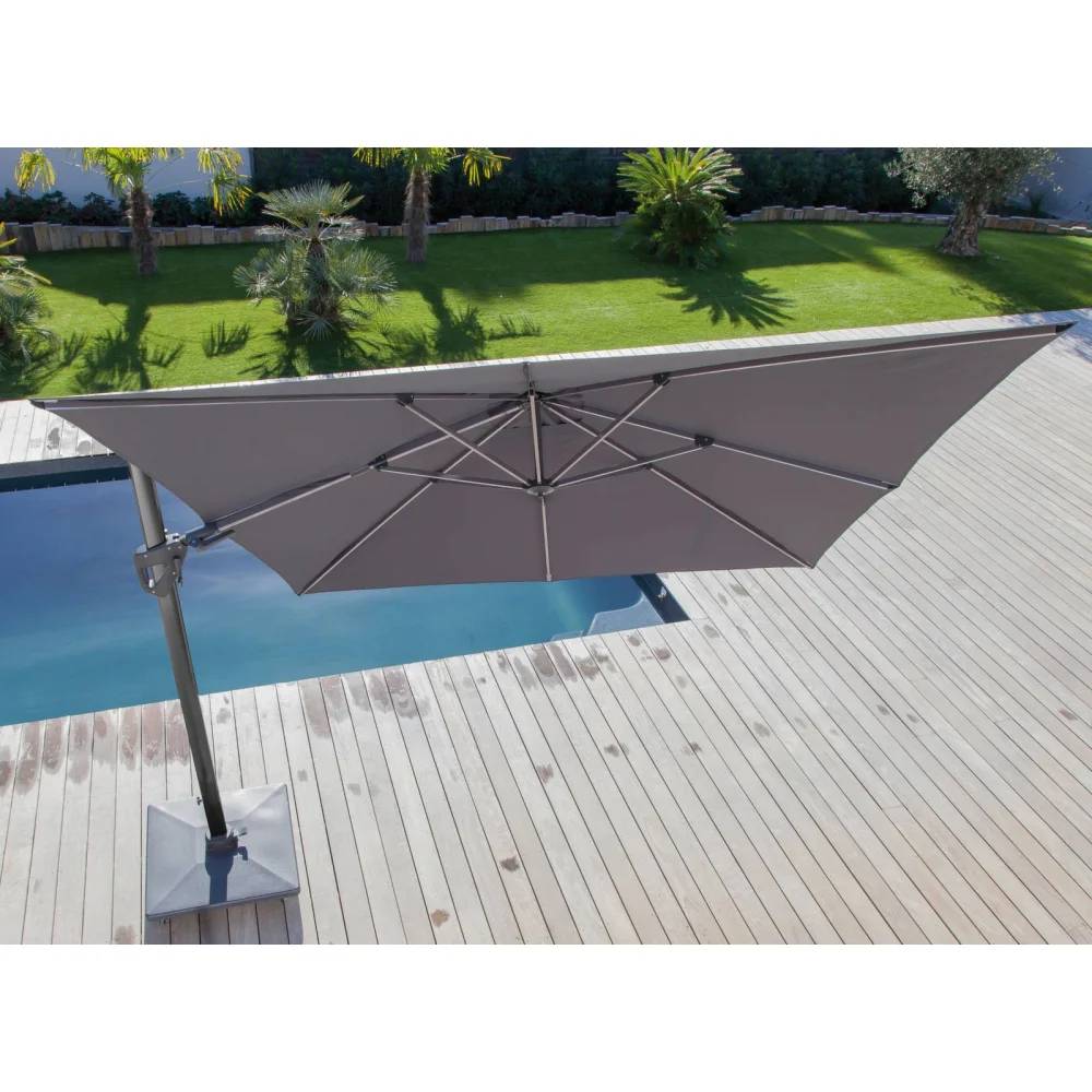 Pro Loisirs - Parasol déporté - 3 m - Aluminium - Taupe - Image 7