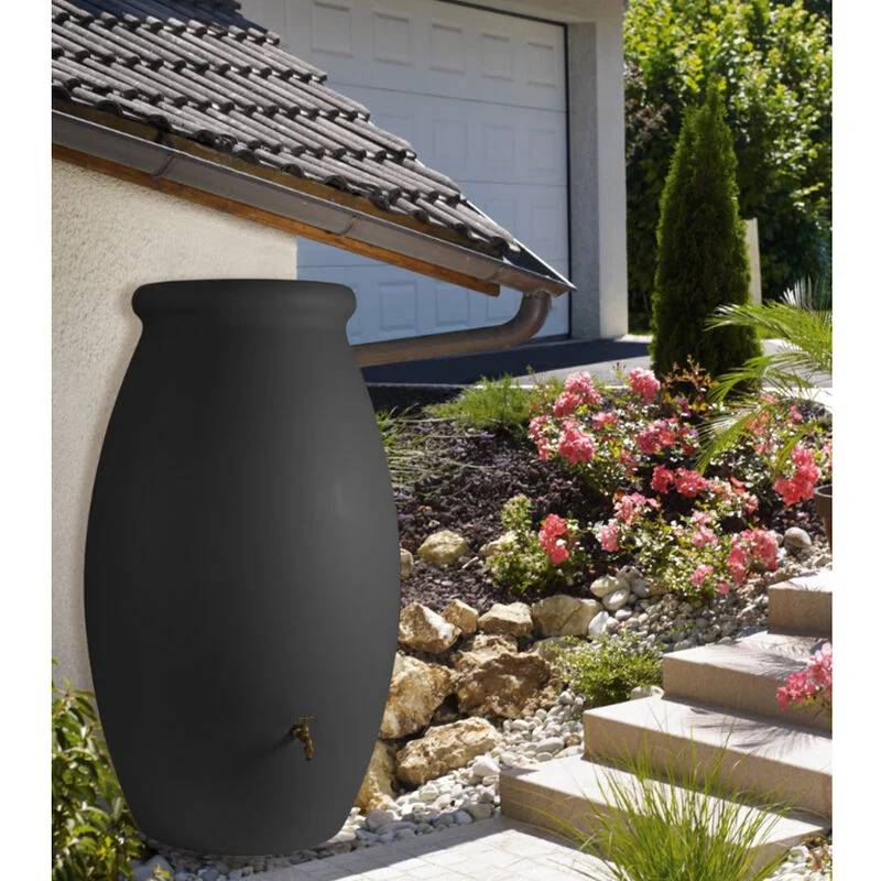 Belli - Récupérateur d'eau de pluie 500L robinet et collecteur inclus jarre PVC gris anthracite -BELLI