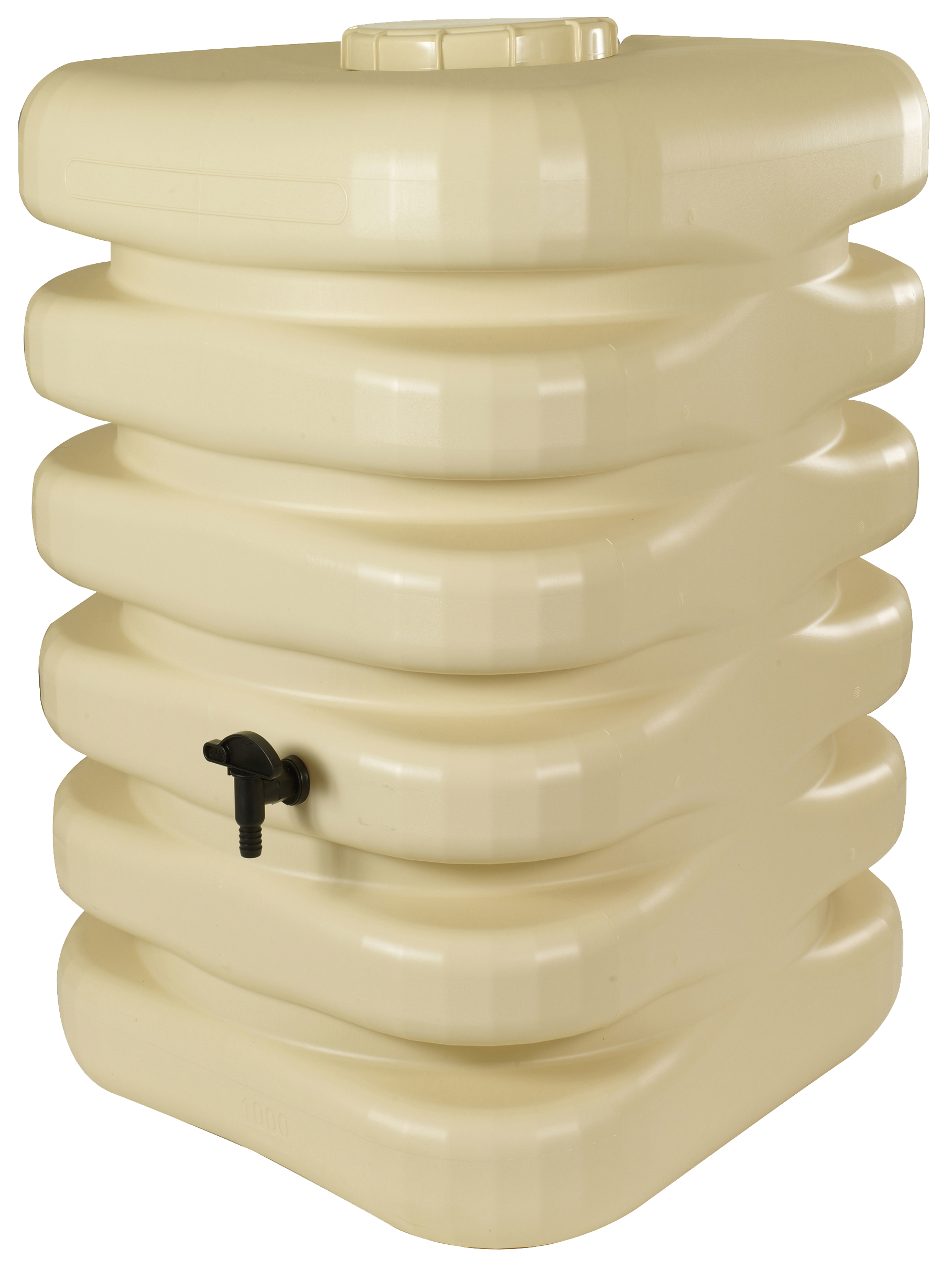 Belli - Récupérateur d'eau de pluie 350L couvercle, robinet et collecteur inclus cubique beige - BELLI - Image 2