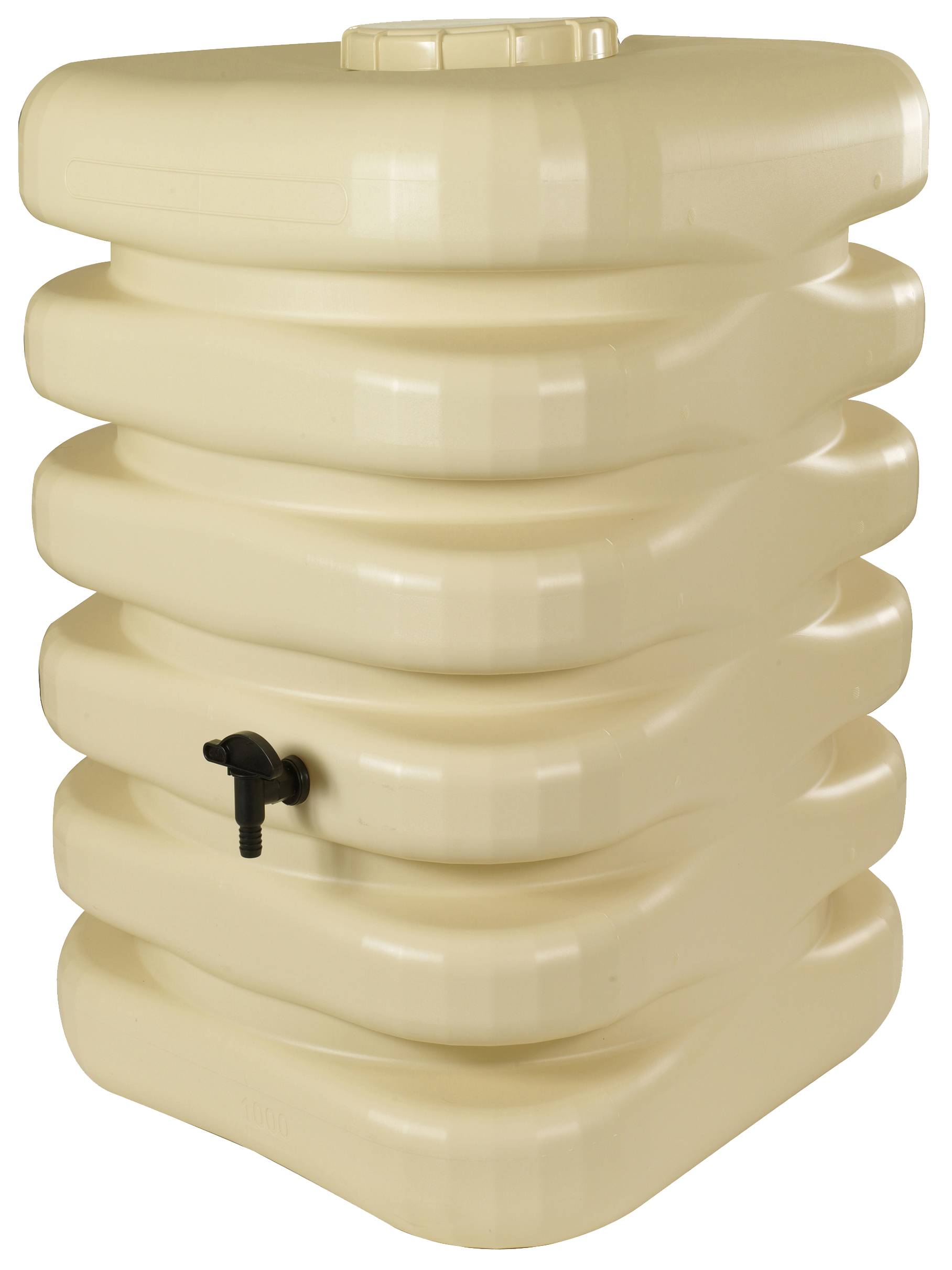 Belli - Récupérateur d'eau de pluie 350L couvercle, robinet et collecteur inclus cubique beige - BELLI