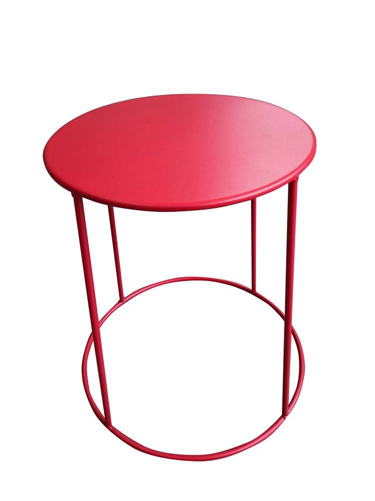 Bout de canapé en acier galvanisé rouge Ø35 cm - Image 1