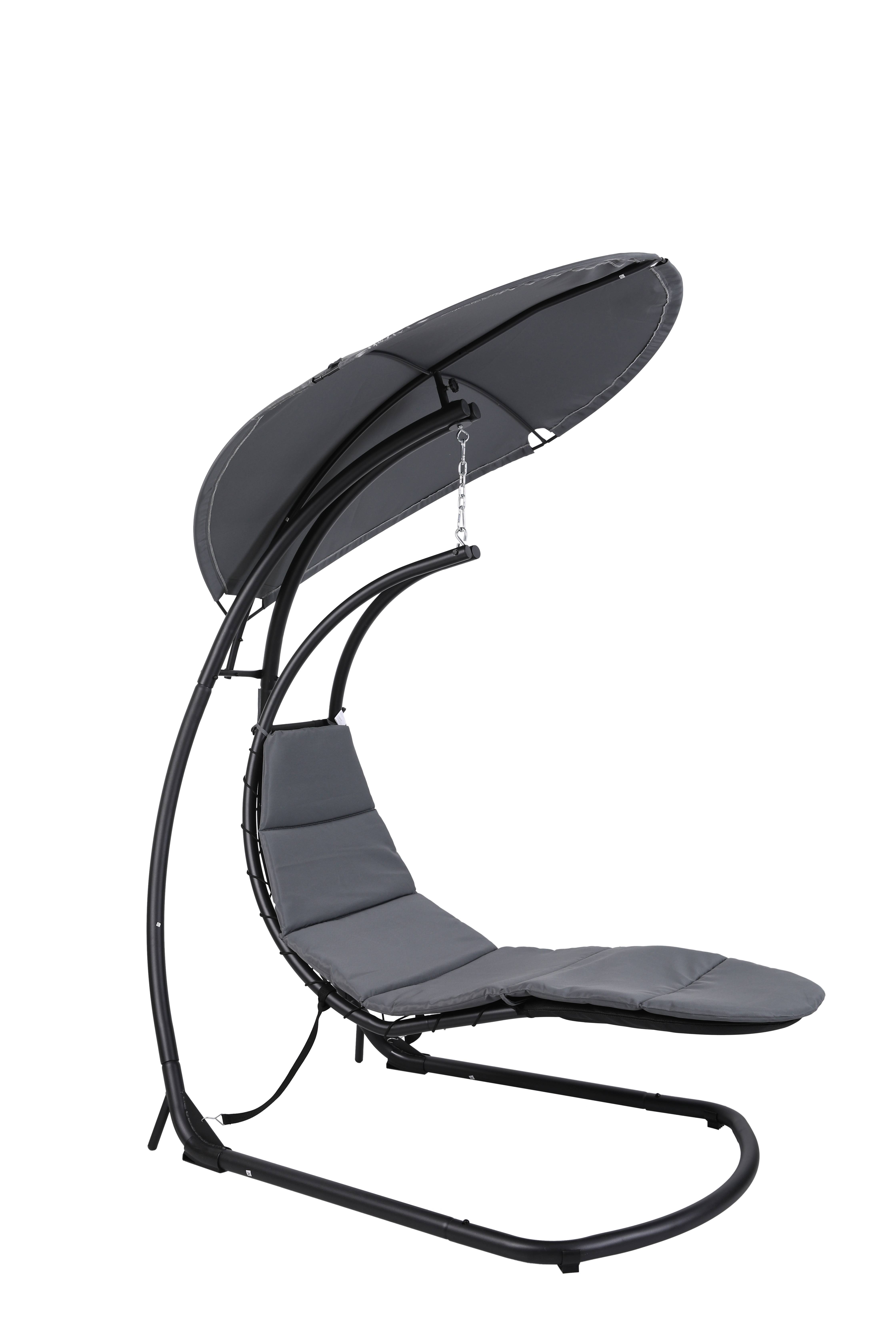 Ecloz - Transat loveuse suspendu avec voile d'ombrage acier polyester anthracite Zoe - ECLOZ