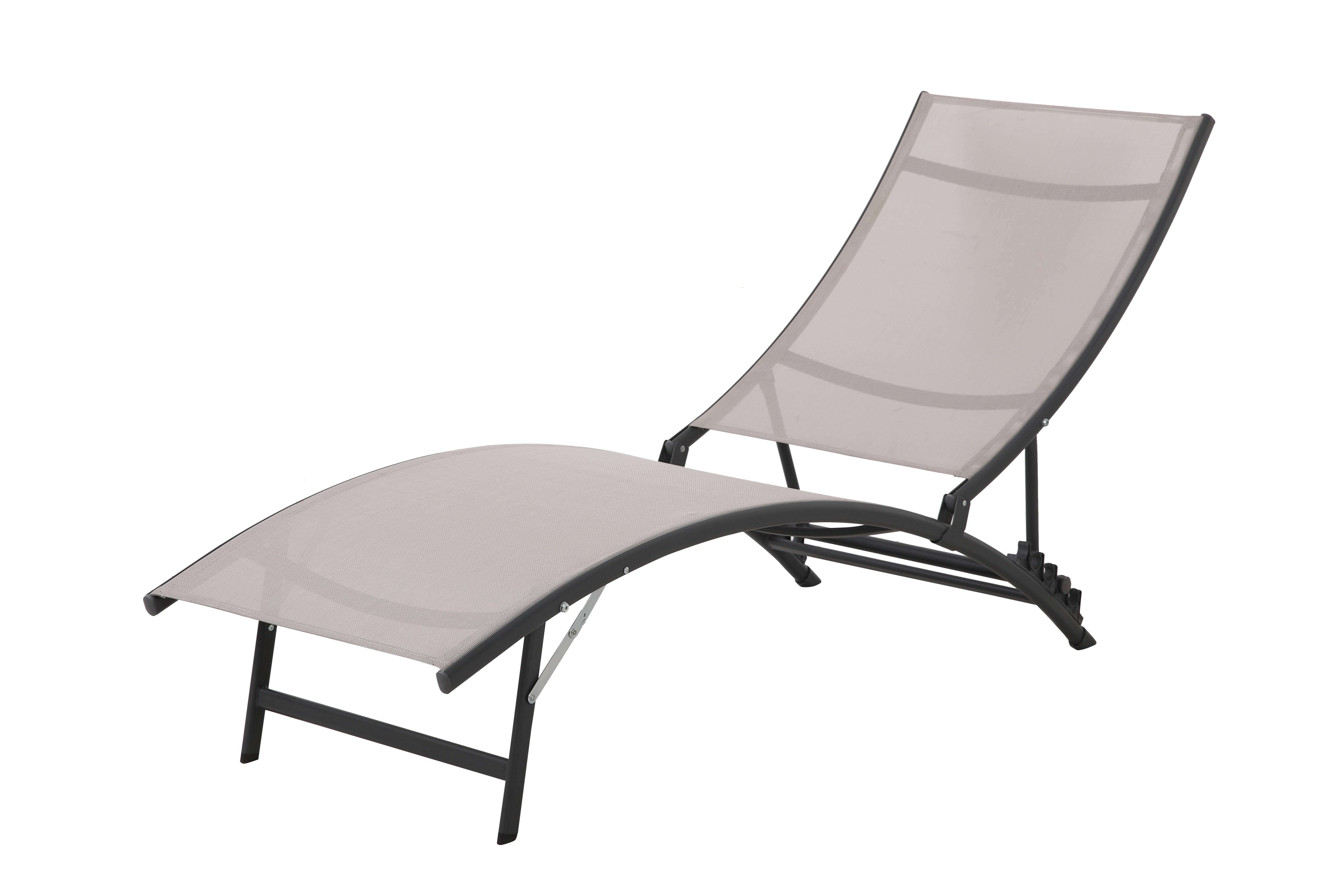 Ecloz - Bain de soleil pliable et dossier réglable acier textilène taupe Farniente - ECLOZ - Image 1