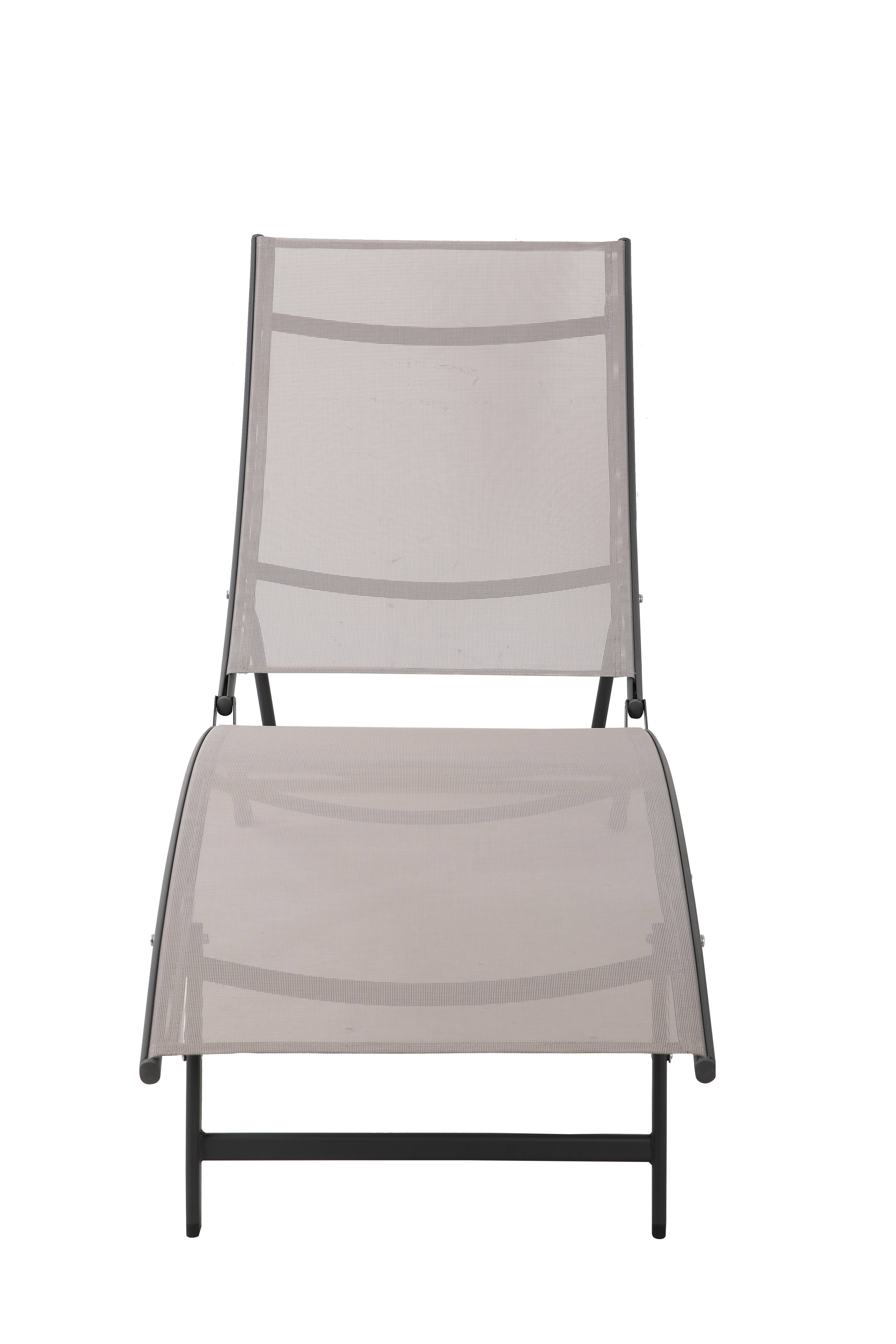 Ecloz - Bain de soleil pliable et dossier réglable acier textilène taupe Farniente - ECLOZ - Image 2
