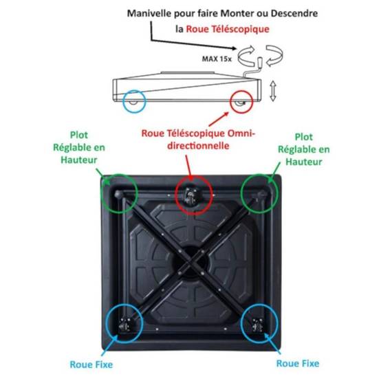 Pro Loisirs - Pied de parasol à remplir sur roues Proloisirs - Image 2