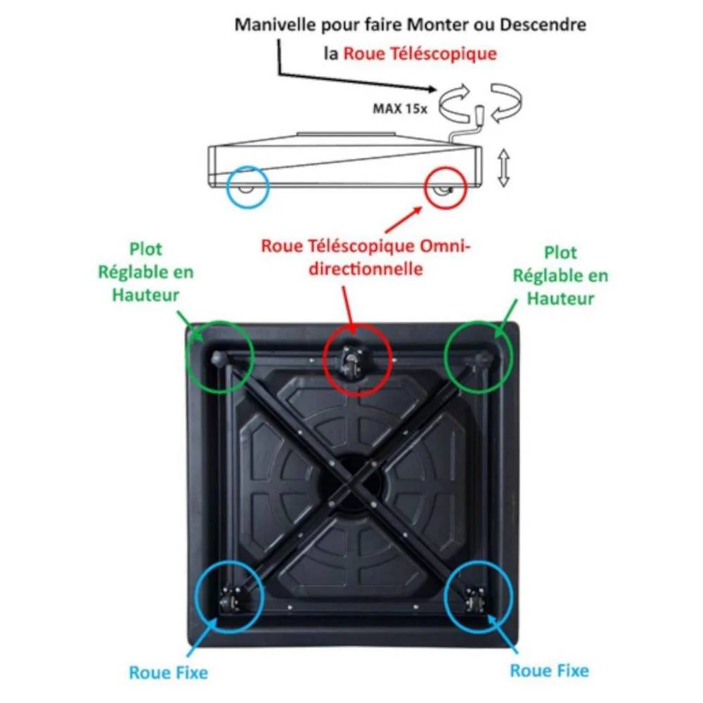 Pro Loisirs - Pied de parasol à remplir sur roues Proloisirs - Image 2