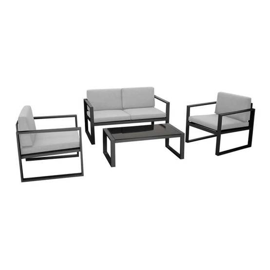 Pro Loisirs - Salon de jardin 4 places aluminium gris L 64 cm H 65 cm - PROLOISIRS