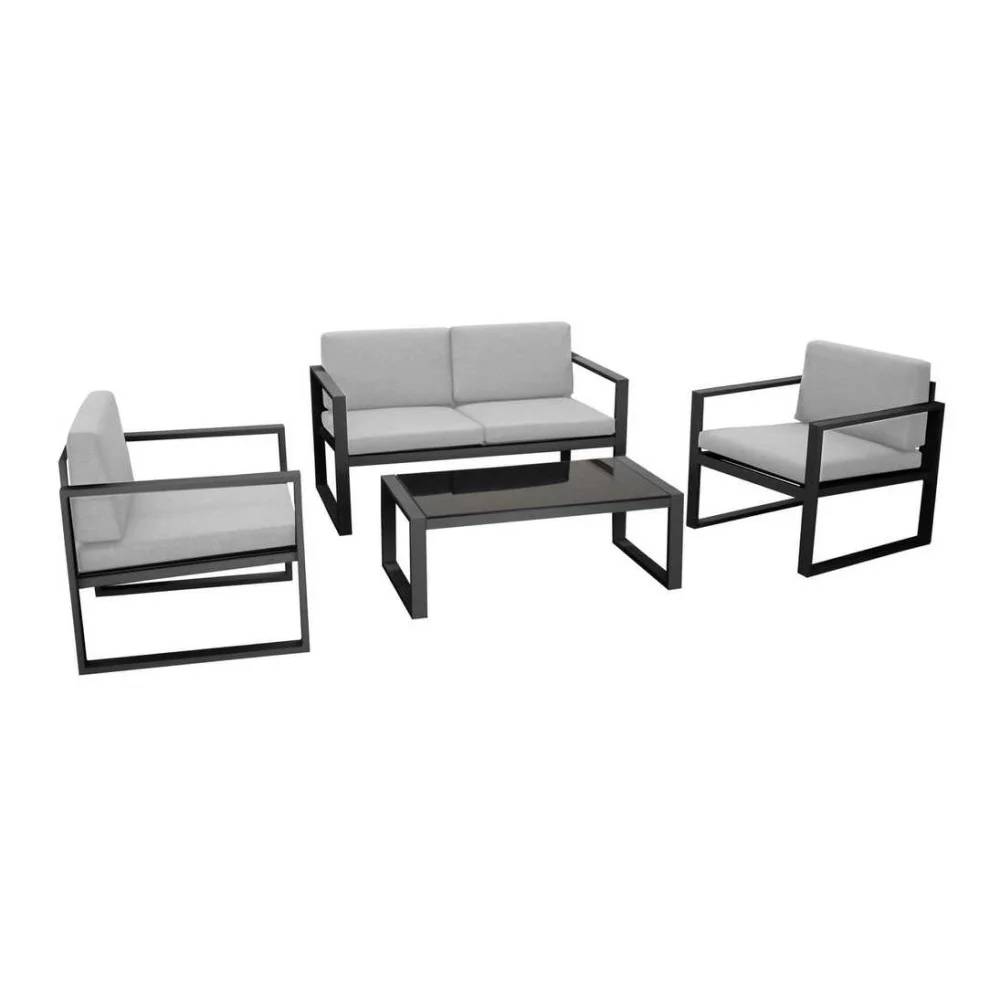 Pro Loisirs - Salon de jardin 4 places aluminium gris L 64 cm H 65 cm - PROLOISIRS