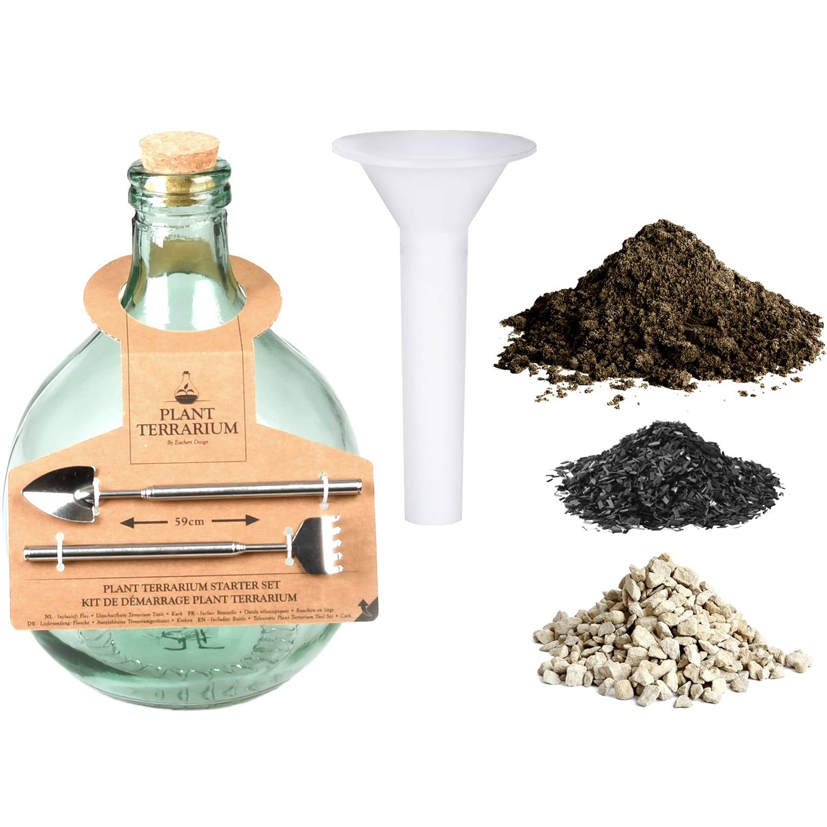 Kit Terrarium Plantes DIY Complet Bouteille Verre Recyclé Transparent 5L - Image 1