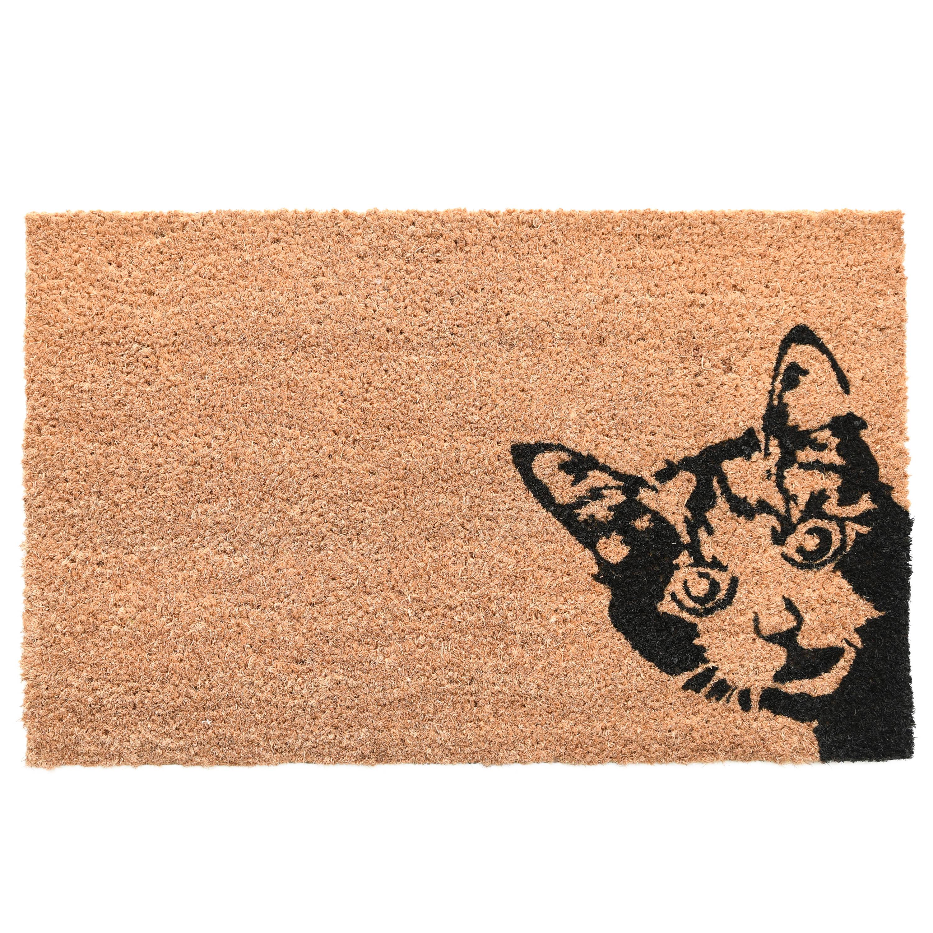 Paillasson fibre coco PVC Coucou le chat 60 x 40 cm H 1,50 cm