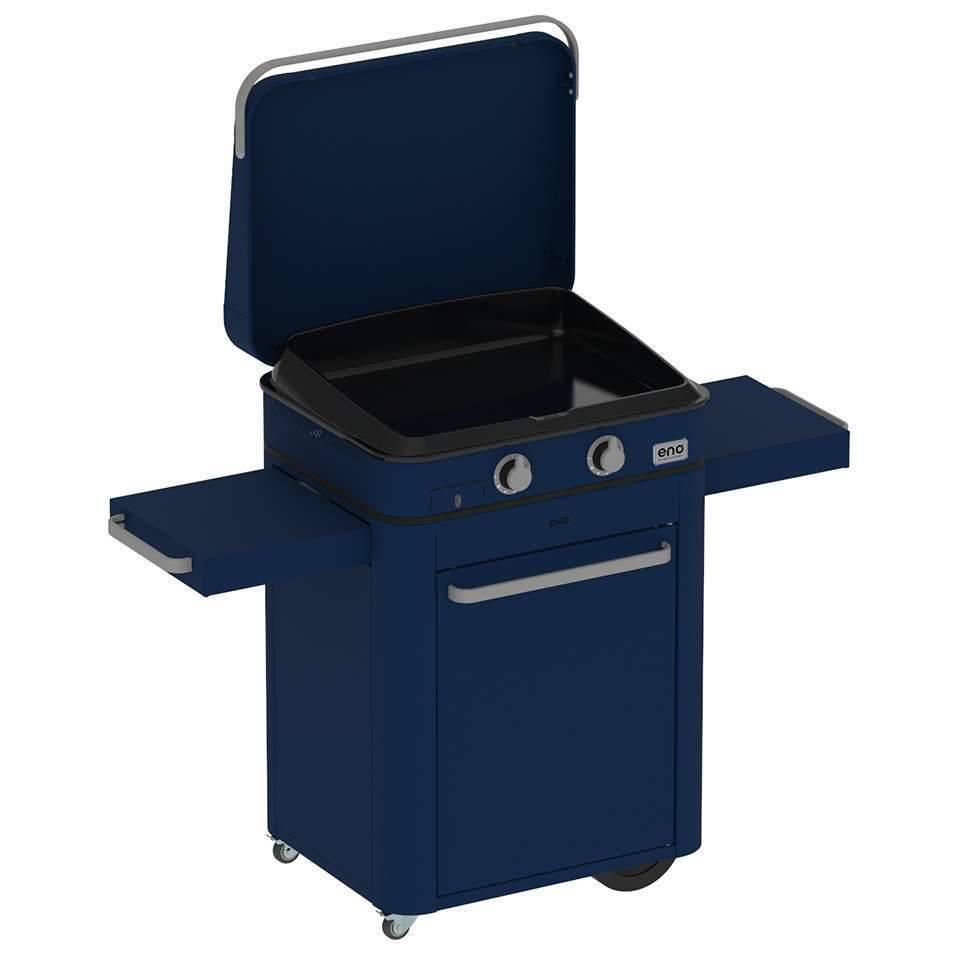 Eno - Plancha gaz 2 feux chariot couvercle fonte émaillée bleu Combo Enosign 65 Eno - Image 13