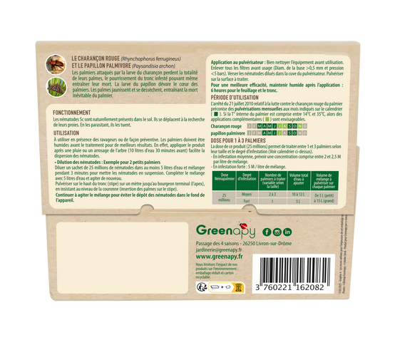 Greenapy - Nématodes utiles spécial ravageurs du palmier Steinernema carpocapsae boîte de 25 millions– Greenapy - Image 8