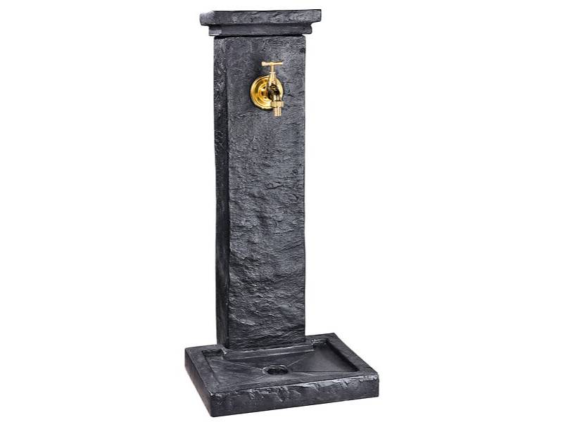 Fontaine borne pierre reconstituée anthracite H 82,5 cm – HAIRIE - Image 1