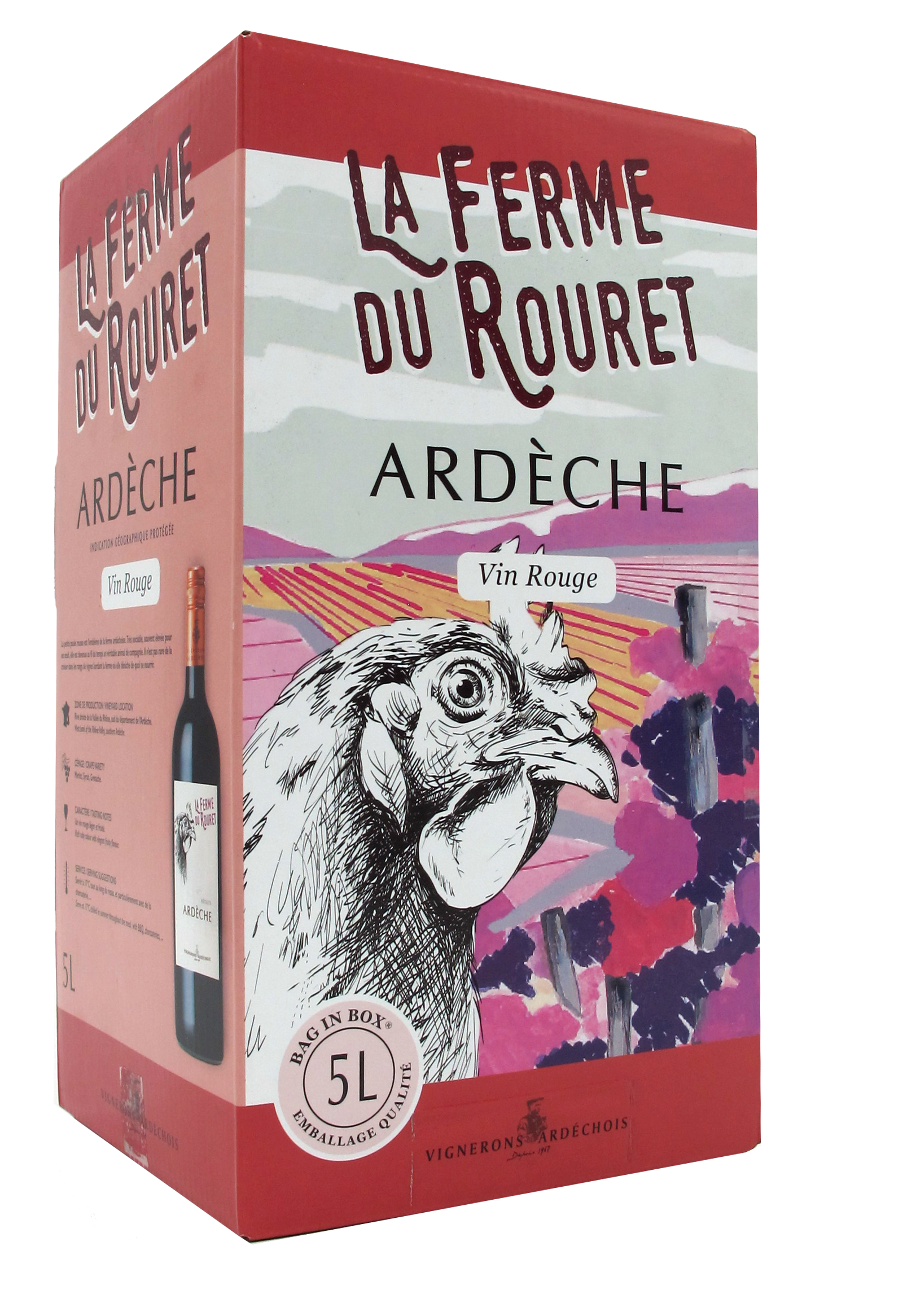 Les Vignerons Ardechois - Vin rouge IGP Ardèche 5 l - Ferme du Rouret