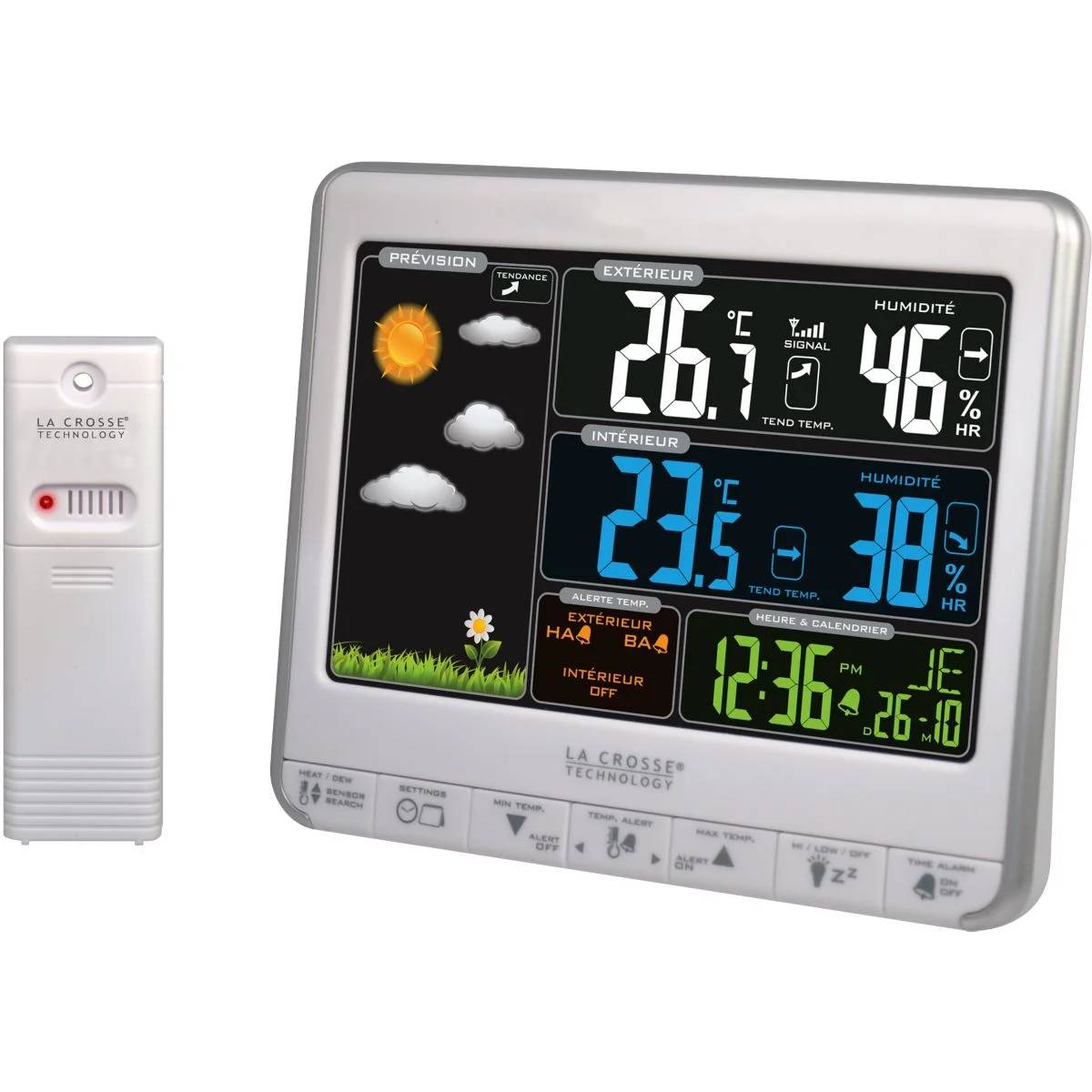 Station météo numérique ss fil écran LCD coul blanc/silver L.15 cm H.12.3 cm - La crosse technology - Image 1