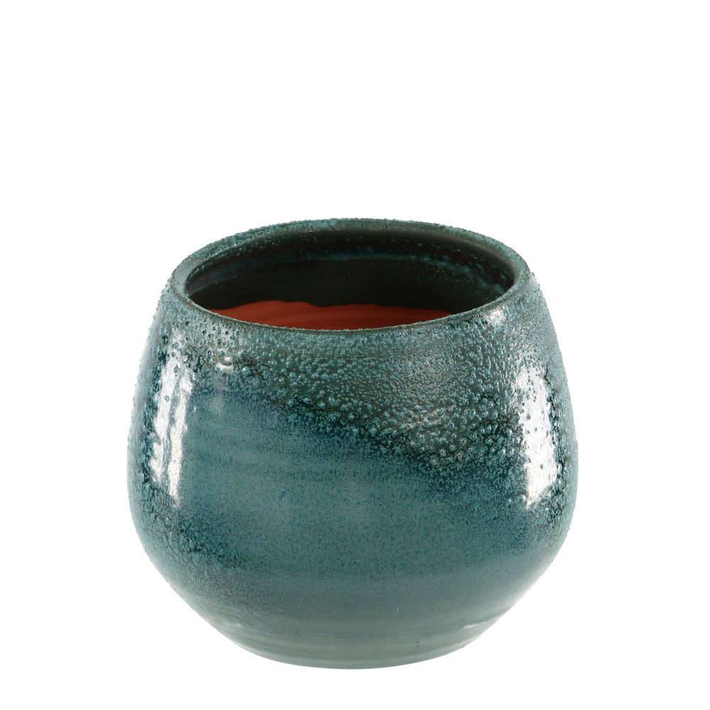 Pot Cancale Terre Cuite Bleu Ø 14 cm H 14 cm - POTERIALBI - Image 2