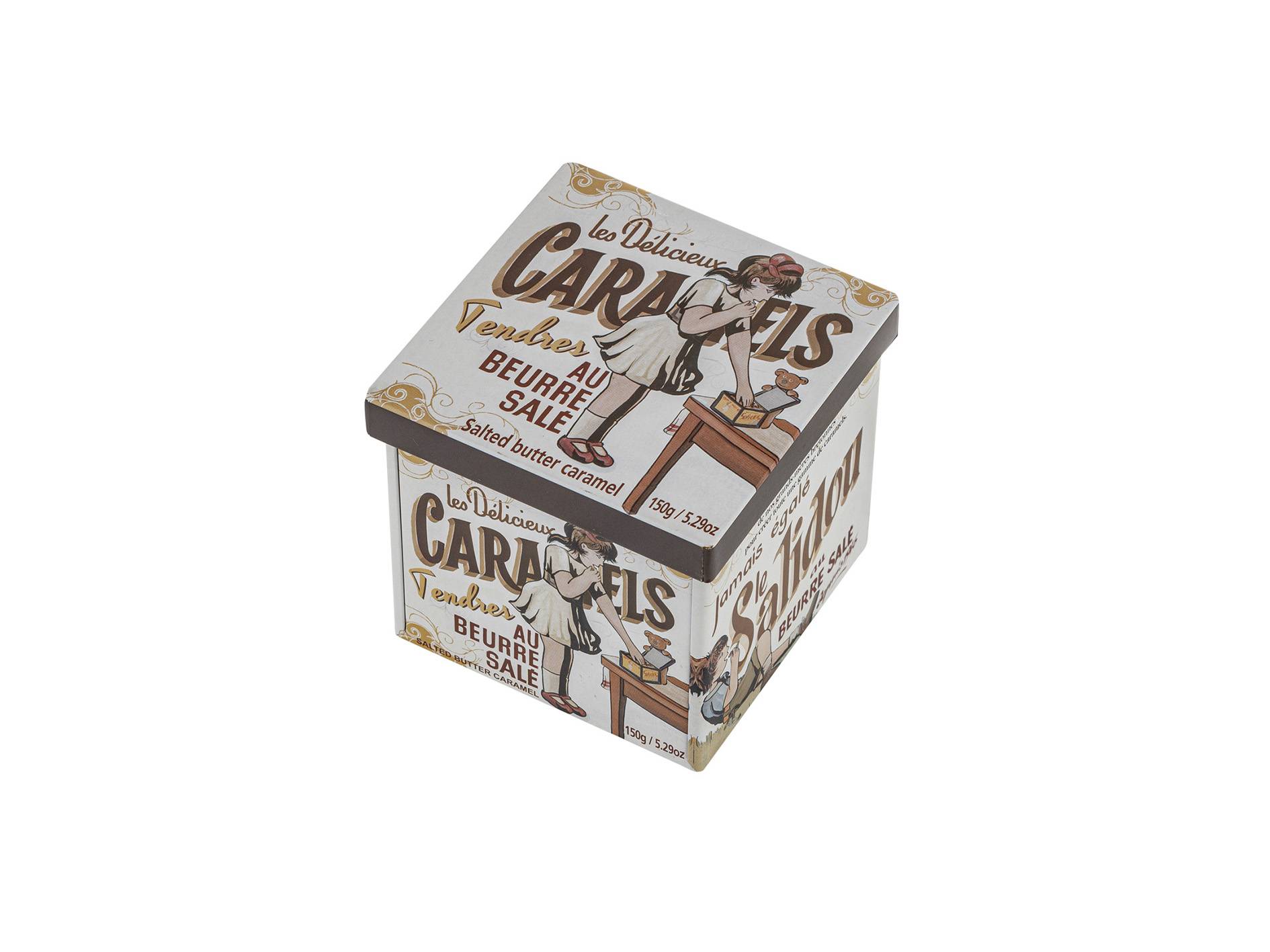 Boite cube fer 150g caramel tendre au beurre salé