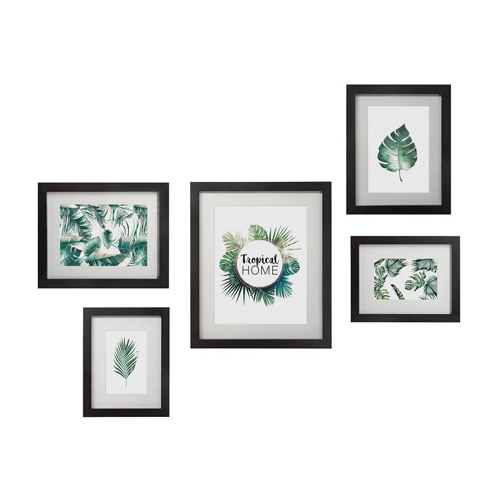 Set de 5 cadres photos bois et verre tropical noir ATMOSPHERA - Image 7