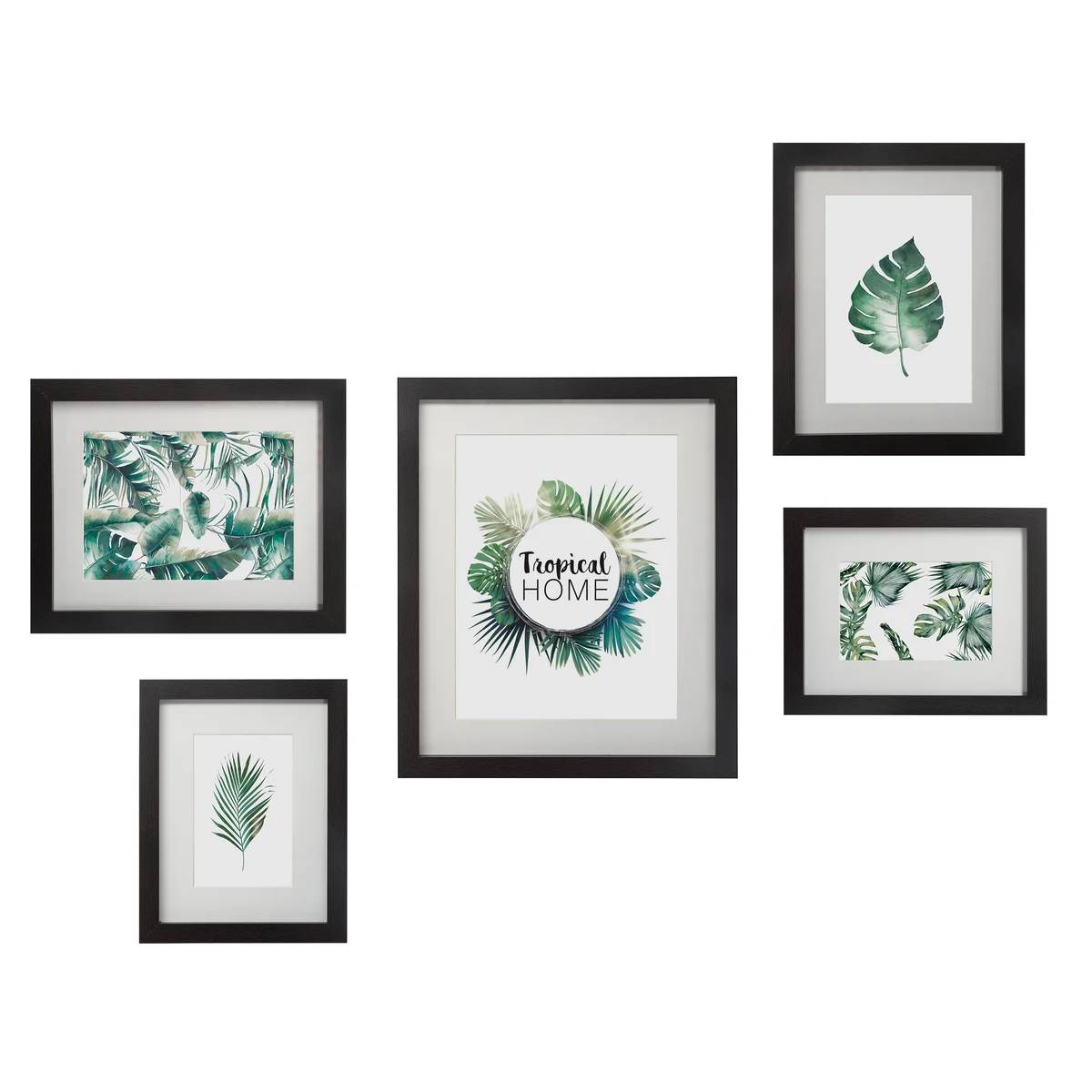 Set de 5 cadres photos bois et verre tropical noir ATMOSPHERA - Image 3
