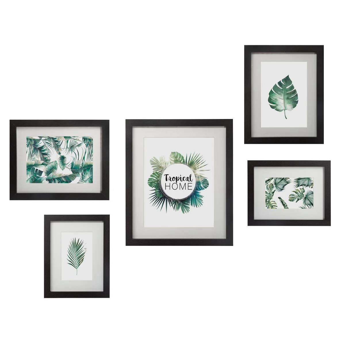 Set de 5 cadres photos bois et verre tropical noir ATMOSPHERA - Image 5