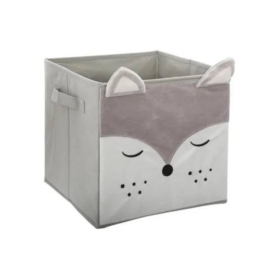 Bac de rangement renard velours gris L 29 cm l 29 cm H 29 cm - ATMOSPHERA - Image 2
