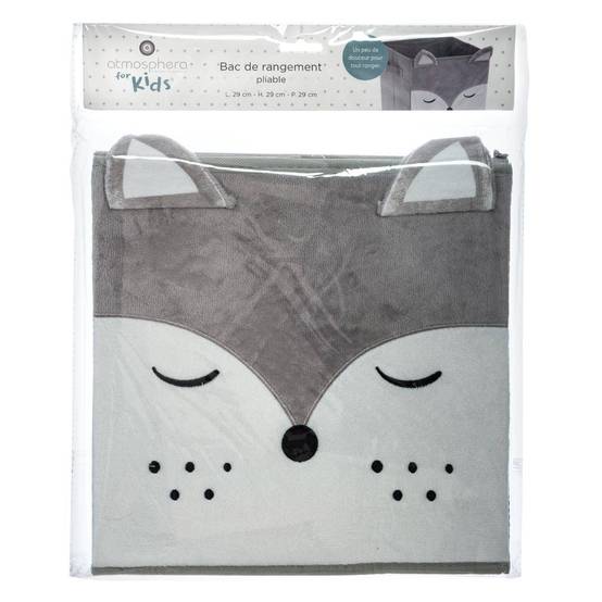 Bac de rangement renard velours gris L 29 cm l 29 cm H 29 cm - ATMOSPHERA - Image 4